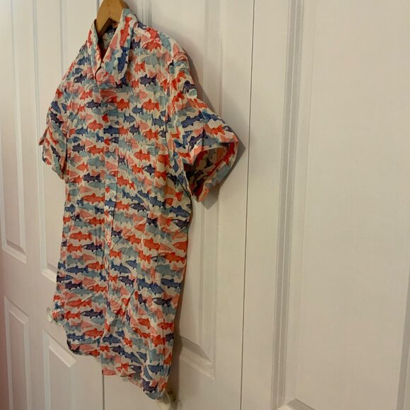 J. Crew Factory Men’s Trout Print Slim Short Sleeve Button Front Shirt Medium - Picture 5 of 10